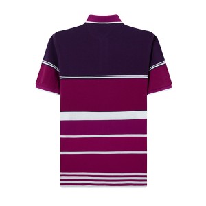 Polo à rayures pour hommes à manches courtes avec piqué de coton de haute qualité en violet