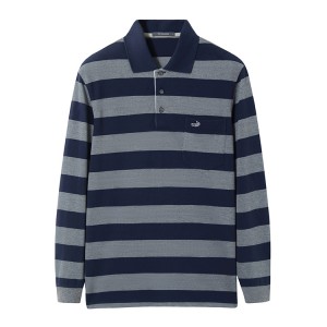 Engineer Stripe für Herren-Langarm-Poloshirt aus hochwertiger Baumwolle nach Maß