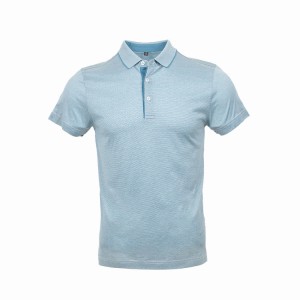 Hochwertiges Jacquard-Kurzarm-Poloshirt aus merzerisierter Baumwolle für Herren mit luxuriöser Verarbeitung und klassischer Passform