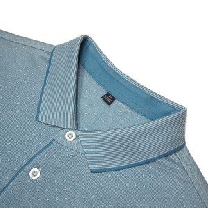 Jacquard Premium Ingancin Ga Maza Mai Mercerized Cotton Short Sleeve Polo Shirt Sana'ar Alatu Da Nagartaccen Fit