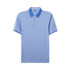 Jacquard Premium Ingancin Ga Maza Mercerized Cotton Short Sleeve Polo Shirt Sana'ar Alatu Da Nagartaccen Fit