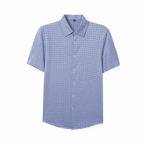 Jacquard Button Down Premium Quality Para sa Mercerized Cotton Short Sleeve Polo Shirt sa Kalalakin-an Gibuhat nga Luho Ug Classic Fit