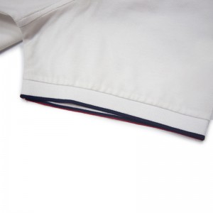 Solid High Premium Quality Para sa Kalalakin-an nga Mercerized Cotton Tulo ka Buttons Mubo nga Sleeve Polo Shirt Ribbed Collar Uban sa Welding Tape MCSOD002