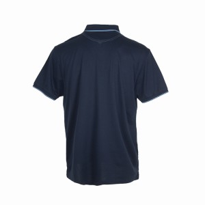 Solid Héich Premium Qualitéit Fir Männer Mercerized Cotton Dräi Knäpper Kuerzarm Polo Shirt Ribbed Halsband mat Tipp MCSOD004