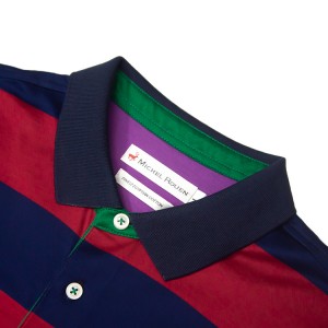 Engineer Stripe Mercerized Cotton Jersey för mäns normal passform kortärmad pikétröja med hög premiumkvalitet MCSTP003