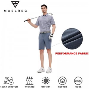 Shorts de golfe masculinos casuais de 10 polegadas com costura interna elástica cintura leve listrada frente plana de secagem rápida híbrido flex shorts para homens
