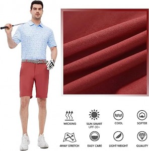 Shorts tal-golf tal-irġiel Quick Dry 10” Inseam Casual Stretch Waist Flat Front Flex Hybrid Mens Shorts