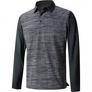 Men’s Long Sleeve Polo Shirts Dry Fit Performance Casual Pique Heather Golf Polo Shirts for Men