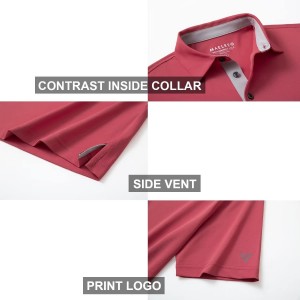 Mga Golf Shirt para sa Kalalakin-an Dry Fit Short Sleeve Solid Casual Pique Performance Moisture Wicking Polo Shirt