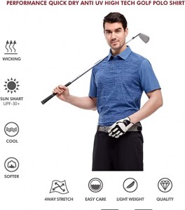 Golfskjortor för män Dry Fit Kortärmad Fukttransporterande Prestanda Pique Heather Casual Golfpikétröjor