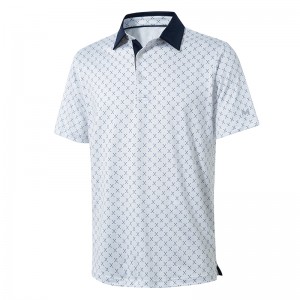 Golfskyrtur fyrir karla Dry Fit stutterma prentun Performance Moisture Wicking Polo Shirt