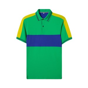 Camisas de golfe masculinas com bloco colorido de manga curta com ajuste seco e absorção de umidade
