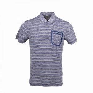 Baju Golf untuk Lelaki Dry Fit Lengan Pendek Melange Stripe Performance Moisture Wicking Polo Shirt PP50L