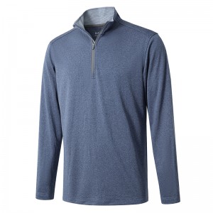 Мужской пуловер для гольфа с четвертью молнией, с длинным рукавом, сухой посадкой, впитывающий влагу воротник, толстовка на молнии 1/4
