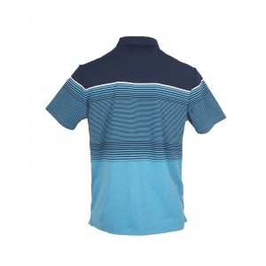 Awọn seeti Golfu fun Awọn ọkunrin Gbẹ Fit Kukuru Sleeve Melange Engineer Stripe Performance Ọrinrin Wicking Polo Shirt SHS20190730