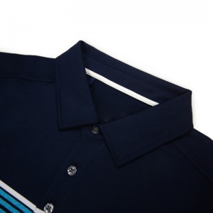 ເສື້ອກອຟສໍາລັບຜູ້ຊາຍ Dry Fit ແຂນສັ້ນ Melange Engineer Stripe Performance Moisture Wicking Polo Shirt SHS20190730