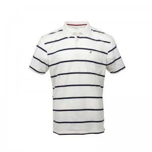 Engineer Stripes Mercerized Cotton Jersey Fir Männer Regular Fit Short Sleeve Polo Shirt Mat Héich Premium Qualitéit