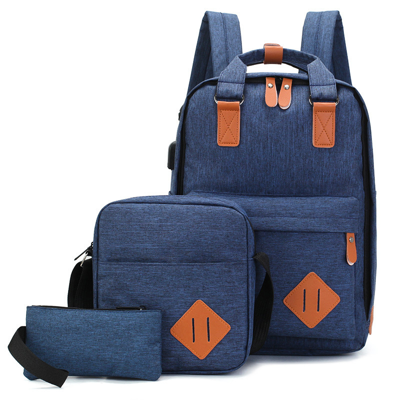Sandro UK Popular Grey 3pcs High School Bags Oxford Backpack Set with Shoulder Bag Featured Image