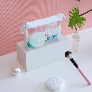 Laser transparent cosmetic bag, fashionable large-capacity zipper, soft face makeup and wash storage bag, colorful PVC cosmetic bag