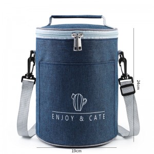 Cylinder insulated lunch box bag insulated bag large aluminum foil portable round lunch bag to work with rice insulated bag