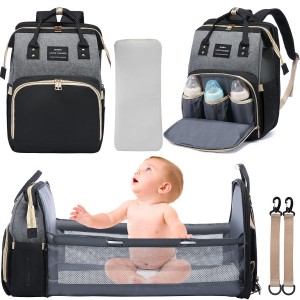 Diaper bag with changing station for Baby crib with USB port blackout cloth, waterproof and large capacity