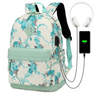 School bag for new style floral fashion teenager School Bag with USB