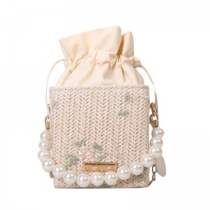 Factory Supply Clear Makeup Bag - Handbag Spring New Women’s Fashion Straw Small Square Bag Pearl Shoulder Messenger Bag – Sandro