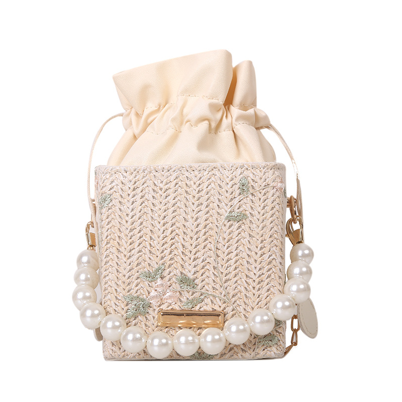 OEM Customized Shopping Bags With Logos - Handbag Spring New Women’s Fashion Straw Small Square Bag Pearl Shoulder Messenger Bag – Sandro