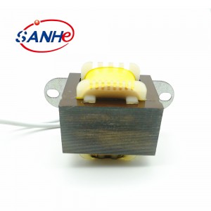 Low frequency EI type lead transformer without clamping frame