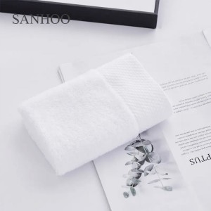 SANHOO White Satin Cuff 16S Cotton Hotel Towel set