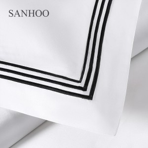 SANHOO Embroidery 400TC White Star Hotel Bedding Set Luxury 60S Hotel Linens