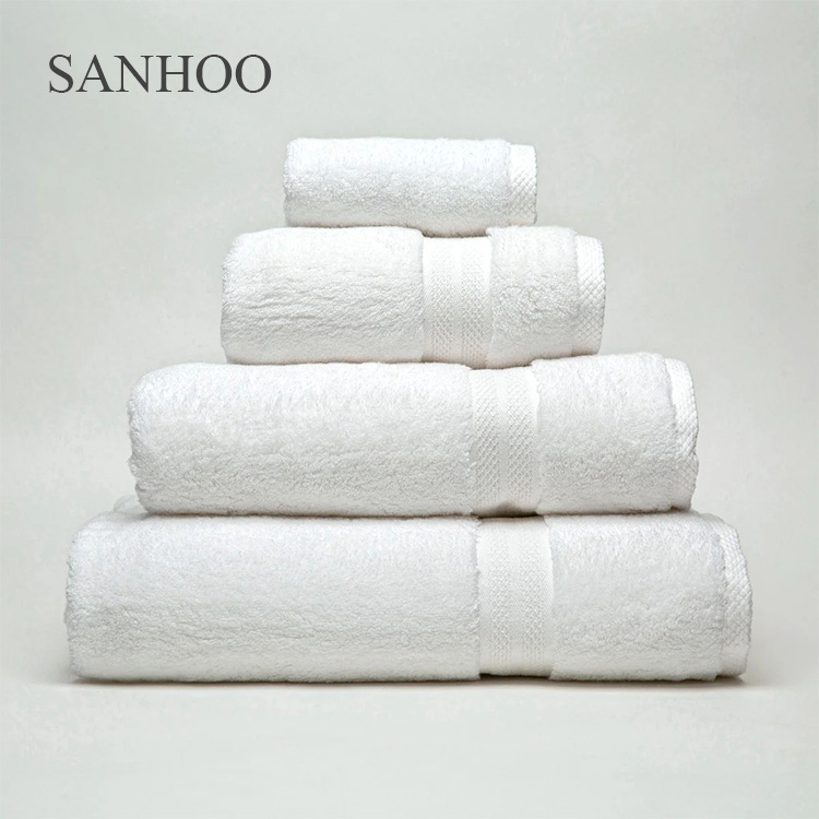 SANHOO Egyptian Cotton 32S Soft Satin Cuff Satin Edge Hotel Towel Sets