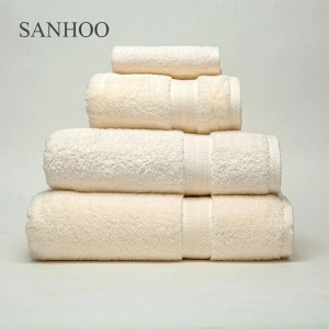 SANHOO Egyptian Cotton 32S Soft Satin Cuff Satin Edge Hotel Towel Sets