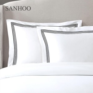 SANHOO Embroidery 400TC White Star Hotel Bedding Set Luxury 60S Hotel Linens