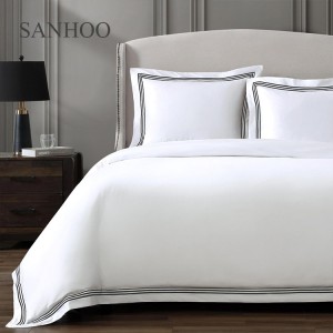 SANHOO Embroidery 400TC White Star Hotel Bedding Set Luxury 60S Hotel Linens