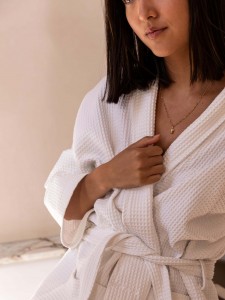 SANHOO Star Hotel Waffle Bathrobe White Absorbent