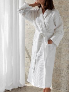 SANHOO Star Hotel Waffle Bathrobe White Absorbent