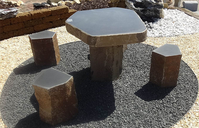 Hot-selling Patio Benche - outdoor stone dining tables Garden basalt stone tables outdoor stone tables and bench – Sanlei