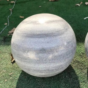 Outdoor landscaping sculpture white grey marble sphere