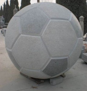 Outdoor landscaping sculpture white grey marble sphere