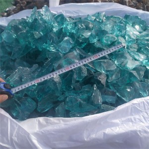 turquoise glass rocks for gabion and garden decoration