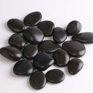 black polished cobblestone, pebbles architectural landscape stone