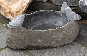 Natural stone carving garden basalt bird bath feeders for outdoor decoration