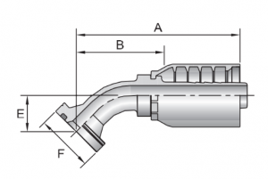 SAE Code 62 Flange Head – 45° Elbow | Crimped Connection