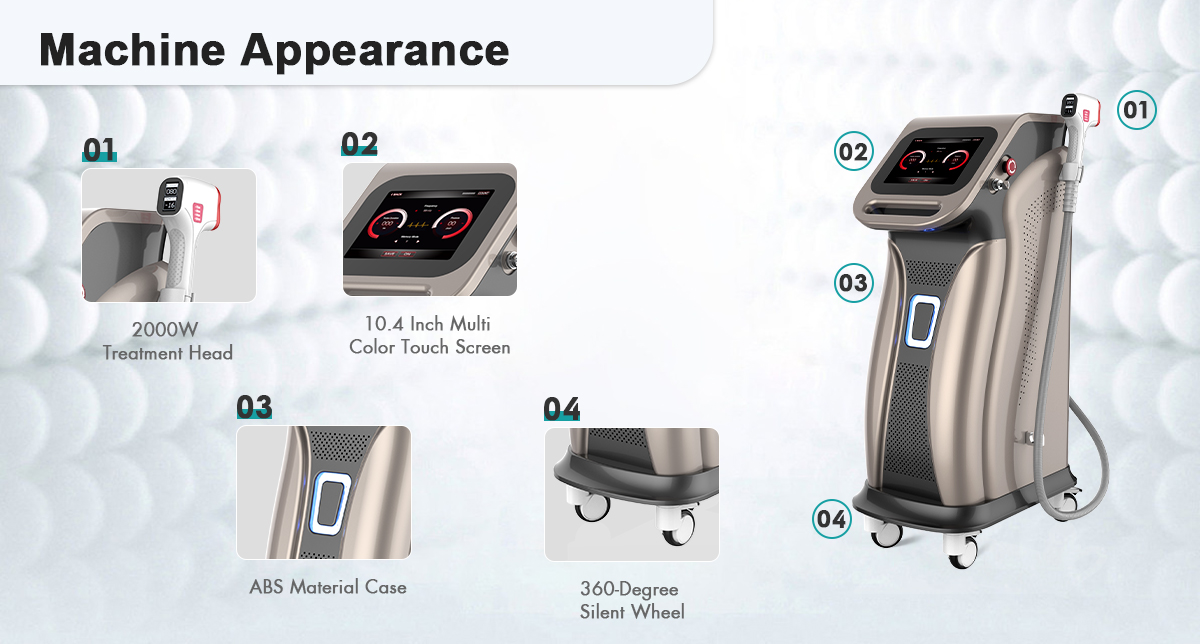 Professional 4 Wavelengths 808Nm Diode Laser Hair Removal Machine