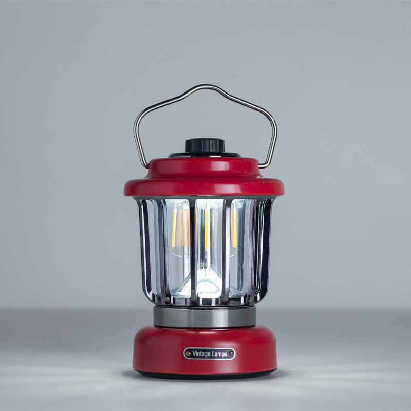 Red Vintage Camping Light Portable Retro Lantern Emergency Lighting