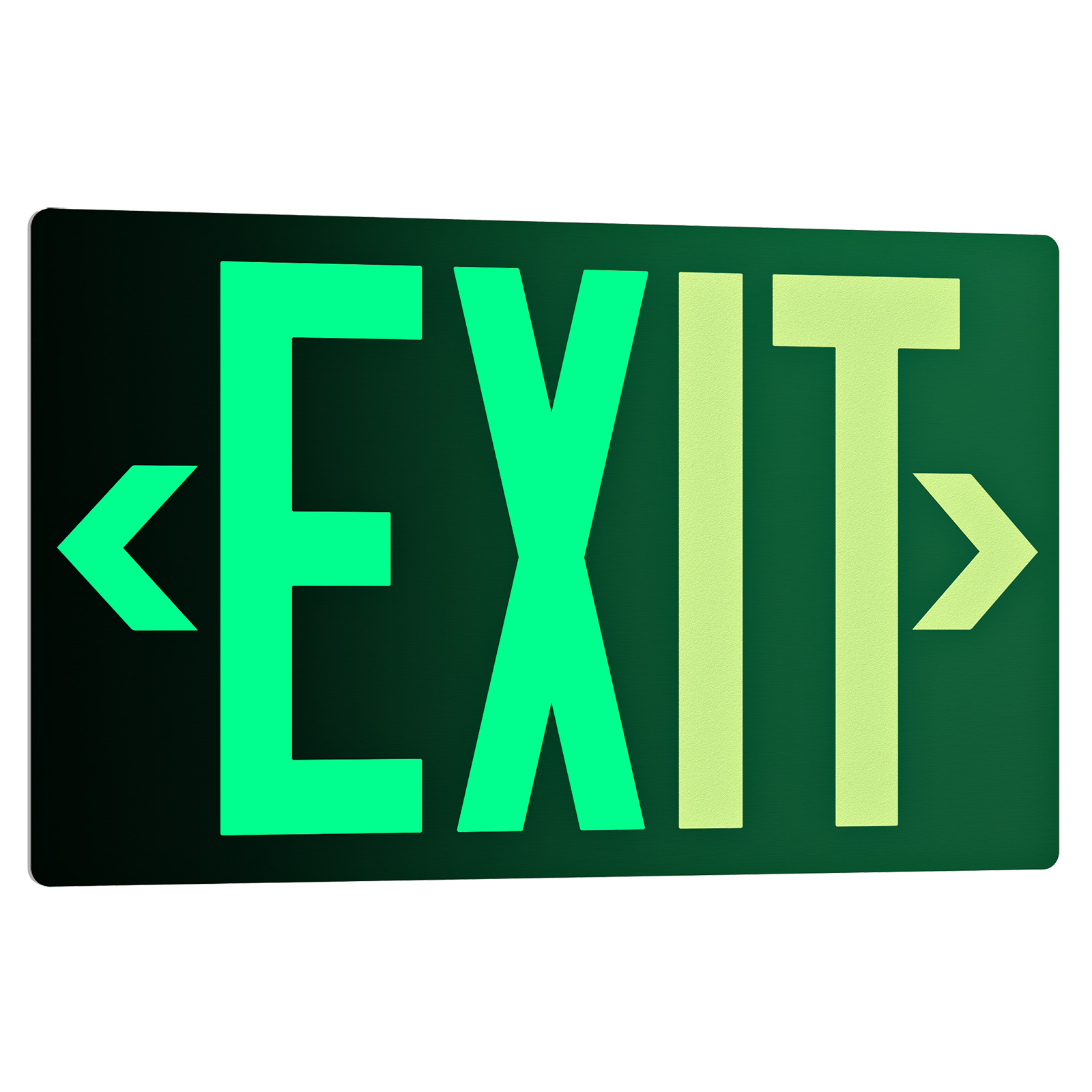Green Photoluminescent Exit Sign Aluminum|Adhesive Backing|Removable Arrows