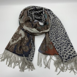 100% Cashmere Double Side Printing Leopard Print Palace Design Scarves Customize For Women