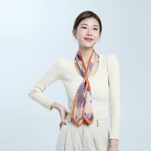 Spring And Summer Long Double – Sided Pure Silk Narrow Scarf For Women
