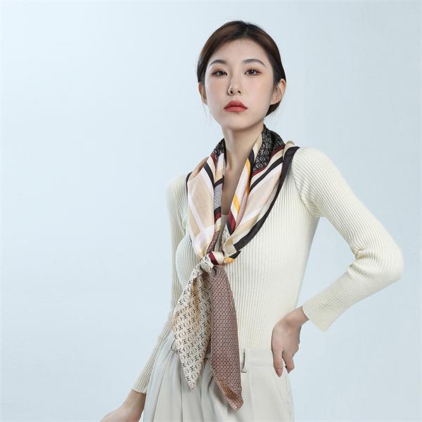 European and American 110*110cm Square Silk Twill Scarf Shawls For Women Featured Image